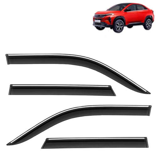 KINGSWAY Accessories Chrome Lining Door Visor Only Compatible with Maruti Suzuki Swift (Year 2024 Onwards) All Model, Premium Chromeline Unbreakable Car Rain Guard Side Rear Wind Deflectors, Pack of 4|B0D8TBQ1PM