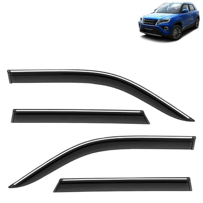 KINGSWAY Accessories Chrome Lining Door Visor Only Compatible with Maruti Suzuki Swift (Year 2024 Onwards) All Model, Premium Chromeline Unbreakable Car Rain Guard Side Rear Wind Deflectors, Pack of 4|B0D8TBQ1PM