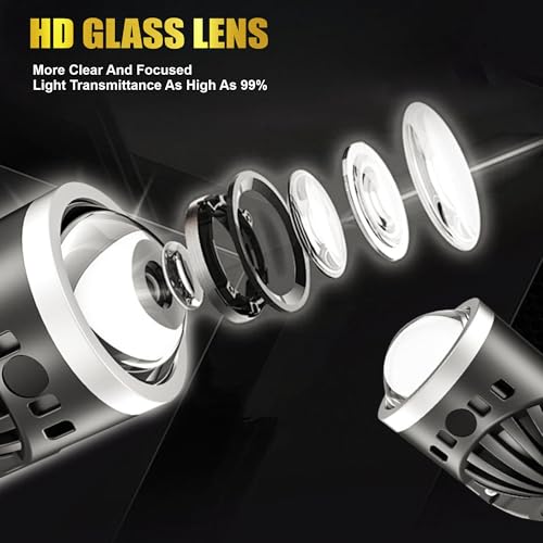 Audio Wheels 2 Inch Universal LED Projector Fog Lamp - 120W | White-6000K | 15,000LM Projector Light with Blue Lens | 12V/24V Car Driving Lamp for Vehicle Modification | 1-Year Warranty|B0FRSVL1M5