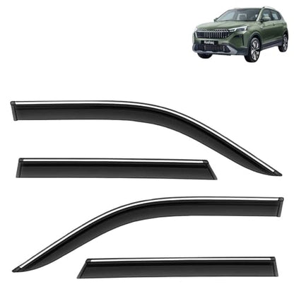 KINGSWAY Accessories Chrome Lining Door Visor Only Compatible with Maruti Suzuki Swift (Year 2024 Onwards) All Model, Premium Chromeline Unbreakable Car Rain Guard Side Rear Wind Deflectors, Pack of 4|B0D8TBQ1PM