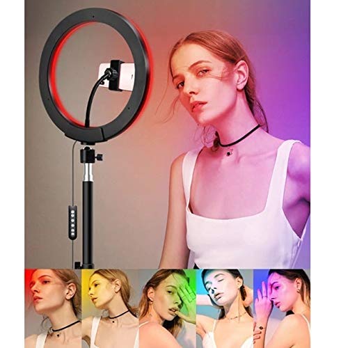 RGB 12 inch Ring Light with Stand 8 Feet Tripod Stand for Phone | Camera | 3 Color Modes Dimmable Lighting | for YouTube | Photo-Shoot | Video Shoot | Live Stream | Makeup & Vlogging|B09CGMRWGX
