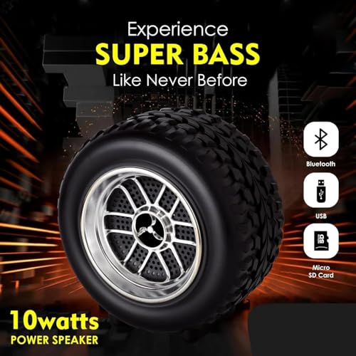 Drumstone Portable 8W Bluetooth Speaker with Mic | Mini Tyre Design Wireless Speaker | HD Stereo Sound with Rich Bass | Up to 10 Hours Playtime | Hands-Free Calling | Compact Travel|B0G2JB7YHH