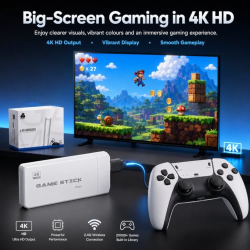 RetroGoods HD Retro Video Game Console Stick with Dual Wireless Controllers, Plug and Play TV Gaming System, Portable Entertainment Device with Classic for Kids and Adults|B0H5W8838D