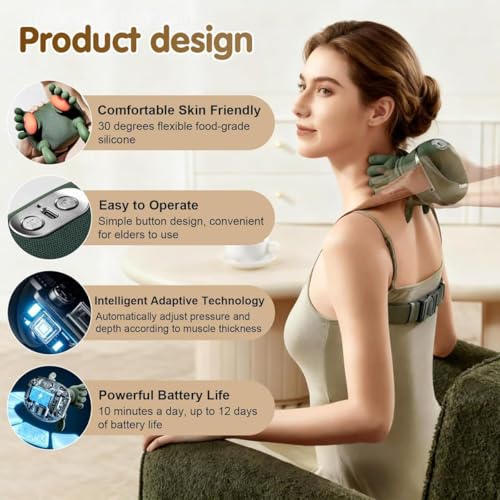 Concepta Neck Massager for Cervical Pain | Wireless Shiatsu Back & Neck Massager | Wireless Heated Neck Massagers & Shoulder Massager | Portable Body Massager Machine for Pain Relief|B0GCHWQCG1