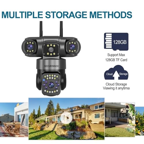 securinnov 6MP Triple Lens PTZ WiFi Outdoor Security Camera with 3-Screen Monitoring | Auto Motion Detection | Color Night Vision |Two-Way Audio Communication (Triple Lens PTZ)|B0H6TXTQ2J