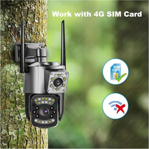 Maizic Smarthome 4G SIM Outdoor CCTV Camera, Dual Lens 10MP (5MP+5MP) Wireless Security Camera, 360° PTZ, No WiFi Camera with SIM, Motion Alert, 2-Way Audio, Night Vision, IP66 Waterproof|B0GYZB693J