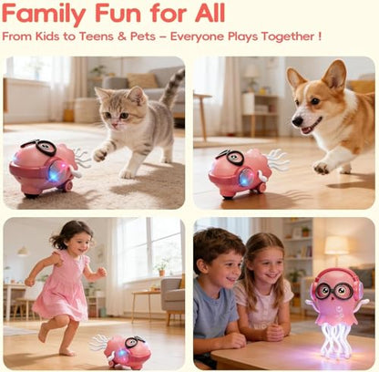 Dancing Jellyfish Toy for Kids, Jelly Fish Toy, Musical Toy with LED Lights, Moving Toys for Babies 6-12 Months, Crawling Toy, Bump & Go 360 Degree Rotating Tentacles, Electronic Toy|B0HCJYMZKM