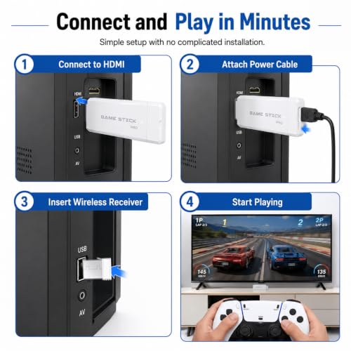 RetroGoods HD Retro Video Game Console Stick with Dual Wireless Controllers, Plug and Play TV Gaming System, Portable Entertainment Device with Classic for Kids and Adults|B0H5W8838D