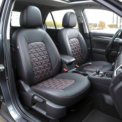 AUTOXYGEN Car PU Leather Luxury seat Cover Front & Rear Accessories for Swift Till 2017 (Black With Red Stitch, 1003)|B0G1YTVC5H