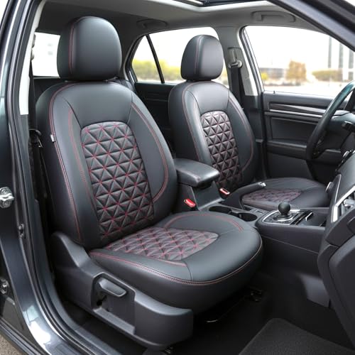 AUTOXYGEN Car PU Leather Luxury seat Cover Front & Rear Accessories for Swift Till 2017 (Black With Red Stitch, 1003)|B0G1YTVC5H