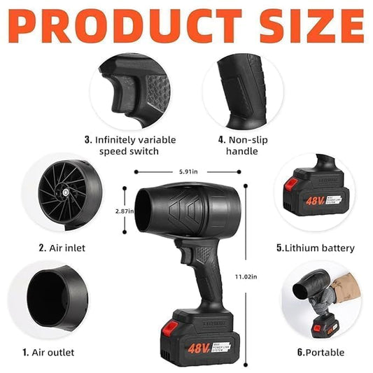 Handheld Electric Air Blower,Turbo Jet Blower Cordless,Handheld High Powerful Blow Brushless for Extra runtime,Multipurpose Car,Home Corner, Road Cleaning Easy use Home|B0H9RJ9BCK