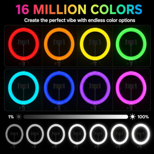Bestor 12 Inch RGB Ring Light with Phone Holder, 3 Light Modes, 10 Brightness Levels, USB Powered LED Selfie Ring Light for Video Recording, Live Streaming, Makeup, Photography & Online Classes|B0HCBMGL1J