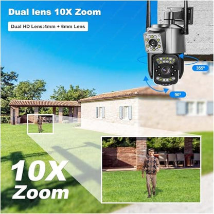Maizic Smarthome 4G SIM Outdoor CCTV Camera, Dual Lens 10MP (5MP+5MP) Wireless Security Camera, 360° PTZ, No WiFi Camera with SIM, Motion Alert, 2-Way Audio, Night Vision, IP66 Waterproof|B0GYZB693J