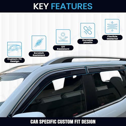 KINGSWAY Accessories Chrome Lining Door Visor Only Compatible with Maruti Suzuki Swift (Year 2024 Onwards) All Model, Premium Chromeline Unbreakable Car Rain Guard Side Rear Wind Deflectors, Pack of 4|B0D8TBQ1PM