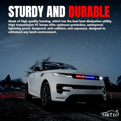 FABTEC Car Grill LED DRL Light | Red, Blue & White Police Flashing Strobe | Emergency Warning Light with Multi-Mode Controller|B0GL2YHHNK