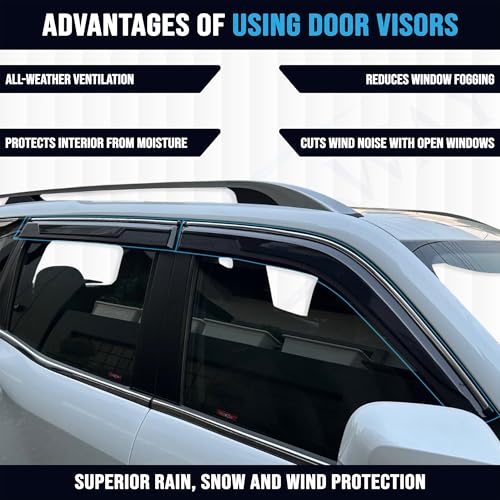 KINGSWAY Accessories Chrome Lining Door Visor Only Compatible with Maruti Suzuki Swift (Year 2024 Onwards) All Model, Premium Chromeline Unbreakable Car Rain Guard Side Rear Wind Deflectors, Pack of 4|B0D8TBQ1PM