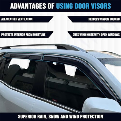 KINGSWAY Accessories Chrome Lining Door Visor Only Compatible with Maruti Suzuki Swift (Year 2024 Onwards) All Model, Premium Chromeline Unbreakable Car Rain Guard Side Rear Wind Deflectors, Pack of 4|B0D8TBQ1PM