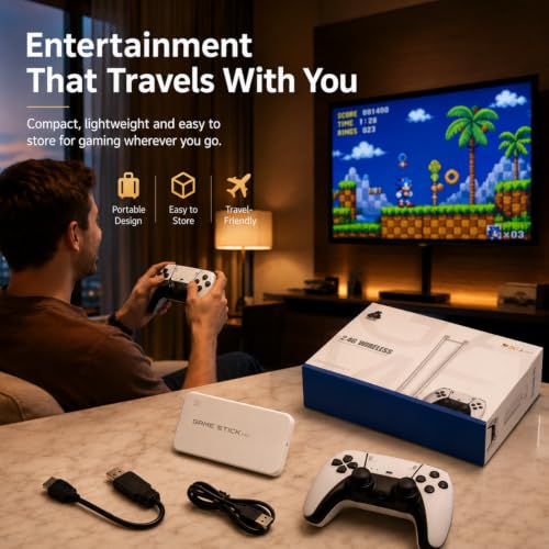 RetroGoods HD Retro Video Game Console Stick with Dual Wireless Controllers, Plug and Play TV Gaming System, Portable Entertainment Device with Classic for Kids and Adults|B0H5W8838D