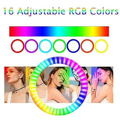 RGB 12 inch Ring Light with Stand 8 Feet Tripod Stand for Phone | Camera | 3 Color Modes Dimmable Lighting | for YouTube | Photo-Shoot | Video Shoot | Live Stream | Makeup & Vlogging|B09CGMRWGX