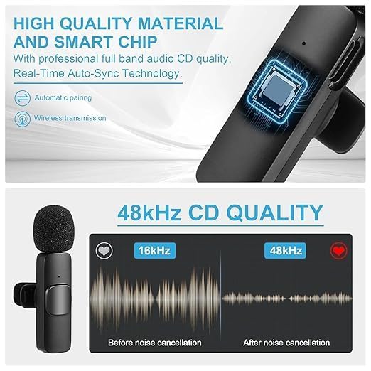K9 Dual Wireless Microphone (2 Mics) for Mobile – Plug & Play Lavalier Mic for iPhone & Android, Clip On Mic for YouTube, Reels, Vlogging, Interviews & Video Recording|B0G5J1W97R