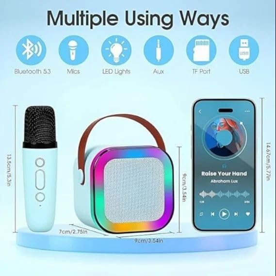 10W Mini Bluetooth Speaker with Wireless Karaoke Mic | 6 Hours of Playtime, RGB Lights, Type-C, Rechargeable Karaoke Box for Singing & Birthday Gift for Kids, Girls and Boys|B0GTB5HBWS