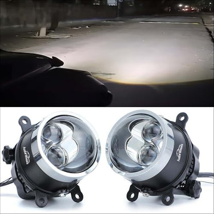 Audio Wheels 3 Inch Universal LED Projector Projector Fog Lamp - 120W Dual-Beam | White -6000K | 15,000LM | Blue Film Lens | 12V/24V Car Driving Light for Vehicle Modification | 1-Year Warranty|B0FRSS6HB4