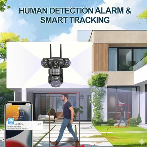 securinnov 6MP Triple Lens PTZ WiFi Outdoor Security Camera with 3-Screen Monitoring | Auto Motion Detection | Color Night Vision |Two-Way Audio Communication (Triple Lens PTZ)|B0H6TXTQ2J