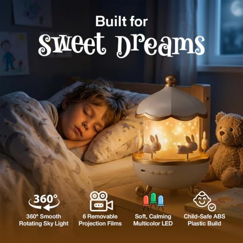 Rabbit Night Light Bunny Projector Galaxy Projector Star Projector Kids Night lamp Nursery Light Bedroom Projector USB Night Light Baby Room Light Kids Room Decor|B0H82QXBMC