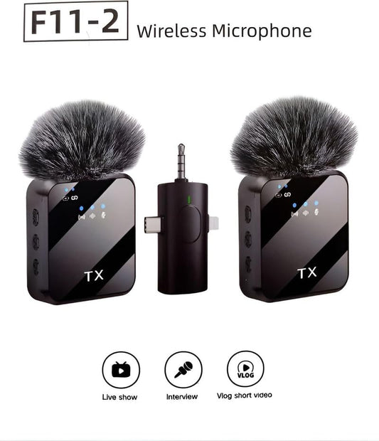 Wireless Microphone, Mini Portable Recording Clip Mic with Receiver for All Type-C, Micro U Mobile Phones Camera Laptop for Vlogging YouTube Online Class, Zoom Call (F11)|B0GRTYM8BX