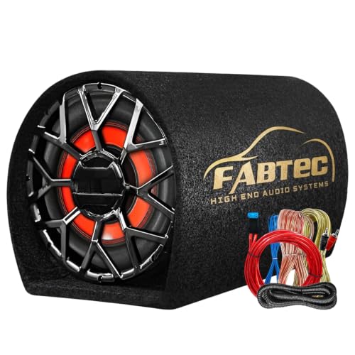 FABTEC 10 Inch Active Super Bass Tube Subwoofer for Car with Inbuilt Amplifier 4800W (Grey)|B0DP4X6S1Y