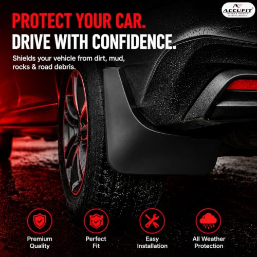 ACCufit Mud Flaps for Mahindra XEV 9e, Car Mudguard | Premium PP (Polypropylene) Car Mud Guards | Front & Rear Splash Guards | Heavy Duty All Weather Protection | Easy Installation | Set of 4|B0HF7ZY1KX