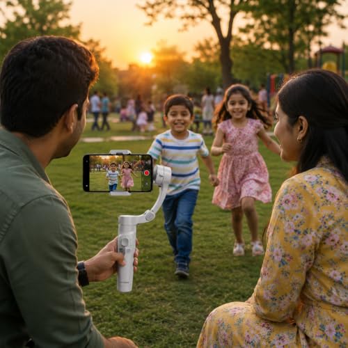 M1 3-Axis Gimbal Stabilizer for Mobile with Built-in Extension Rod & Tripod Foldable Phone Gimble for Vlogging, Reels & YouTube Video, iPhone & Android, 8hr Battery|B0H9F586TG