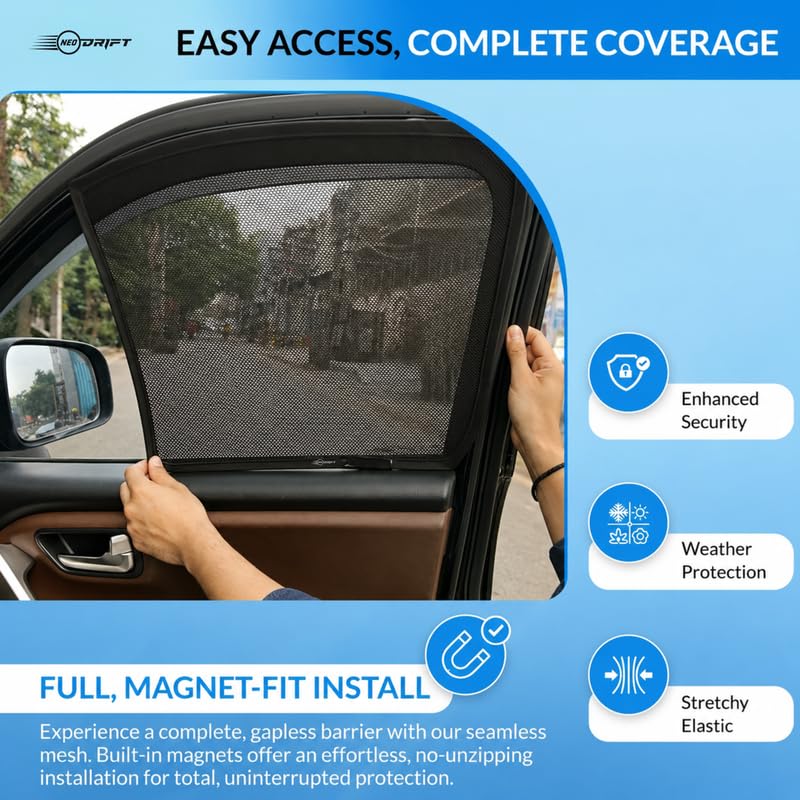 NEODRIFT 'NeoShade' Magnetic Car Sunshades for Hyundai Creta (2020-2026) (Set of 2 - Front Row Only)(UV Protection, Magnetic Grip, Privacy & Heat Control)|B0DWF1W9X3