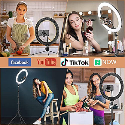 RGB 12 inch Ring Light with Stand 8 Feet Tripod Stand for Phone | Camera | 3 Color Modes Dimmable Lighting | for YouTube | Photo-Shoot | Video Shoot | Live Stream | Makeup & Vlogging|B09CGMRWGX
