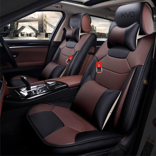 KVD AUTOZONE Heavy Nappa Leather Luxury Car Seat Cover Compatible with Maruti Suzuki New Swift Black + Coffee Free Pillows and Neckrest (5 Year Warranty)- D138/52|B0CSCZXHP8