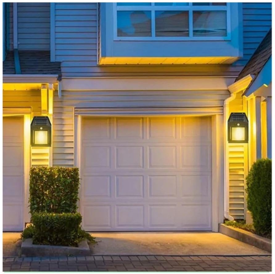 Solar Interaction Wall Lamp Outdoor Motion Sensor Auto Chargeable Front Porch Security Lamps Waterproof for Garden (Pack of 2, Single Tungsten Bulb Solar Lamp)|B0D57G2TK8