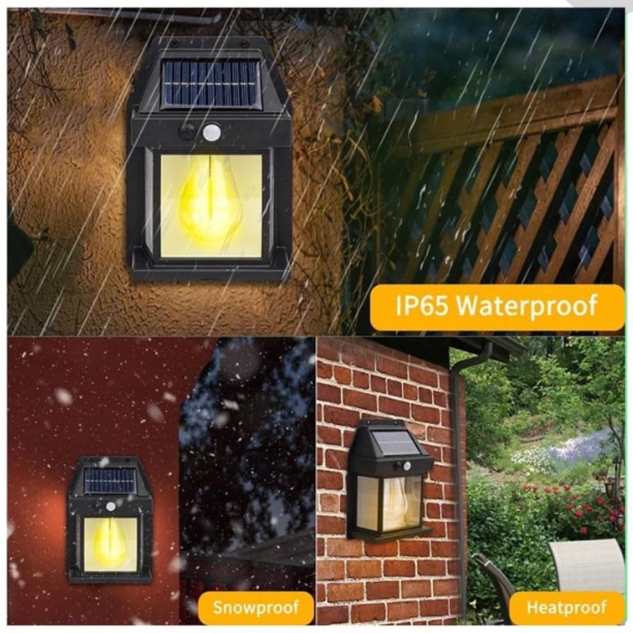 Solar Interaction Wall Lamp Outdoor Motion Sensor Auto Chargeable Front Porch Security Lamps Waterproof for Garden (Pack of 2, Single Tungsten Bulb Solar Lamp)|B0D57G2TK8