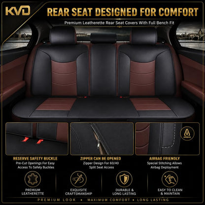 KVD AUTOZONE Heavy Nappa Leather Luxury Car Seat Cover Compatible with Maruti Suzuki New Swift Black + Coffee Free Pillows and Neckrest (5 Year Warranty)- D138/52|B0CSCZXHP8