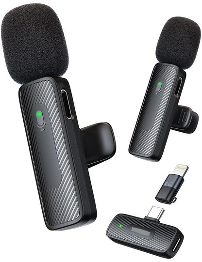 VRJTEC K205 Dual Wireless Lavalier Microphone with 360° Noise Reduction | Crystal-Clear Audio for YouTube, Vlogs, Video Recording & Meetings | Compatible with Mobile, Laptop, DSLR, GoPro & More|B0FNRK94DS