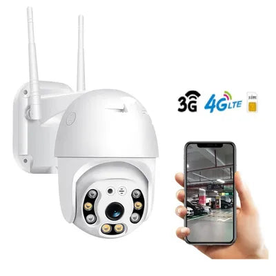 4G PTZ Security Camera with SIM Card | Two-Way Audio | Pan Tilt Camera | Micro SD Card Support