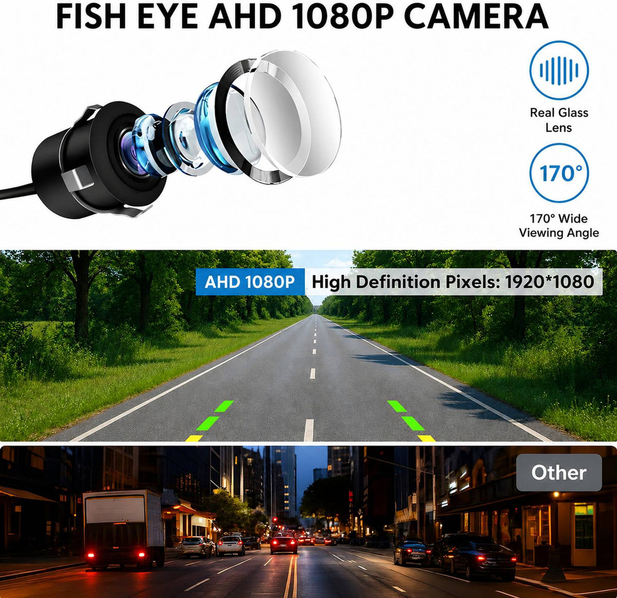 AHD Car Reverse Camera with Night Vision & 170 Degree Wide Angle Rear View_G297 Reverse Assist Camera System