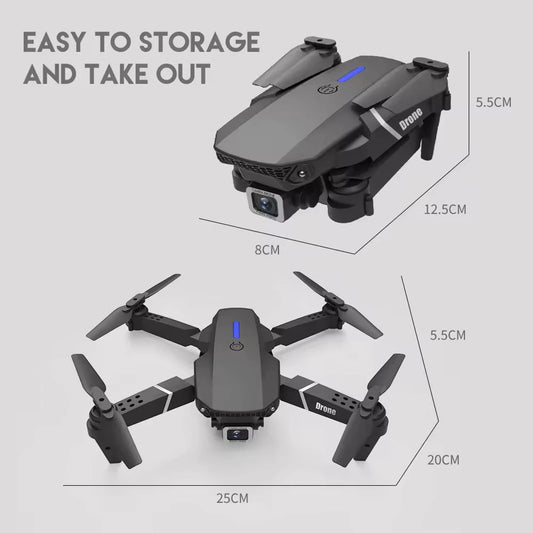 E99 Pro Foldable Remote Control Drone with Dual Camera, 2 Batteries, HD Camera