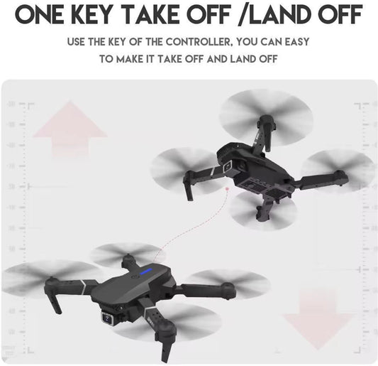 E99 Pro Foldable Remote Control Drone with Dual Camera, 2 Batteries, HD Camera