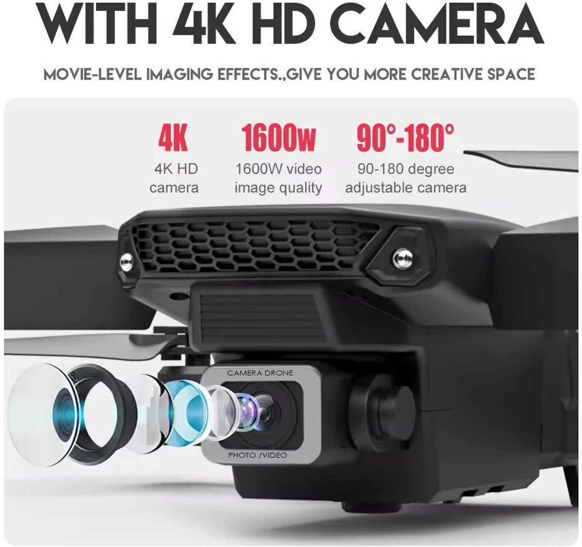 E99 Pro Foldable Remote Control Drone with Dual Camera, 2 Batteries, HD Camera