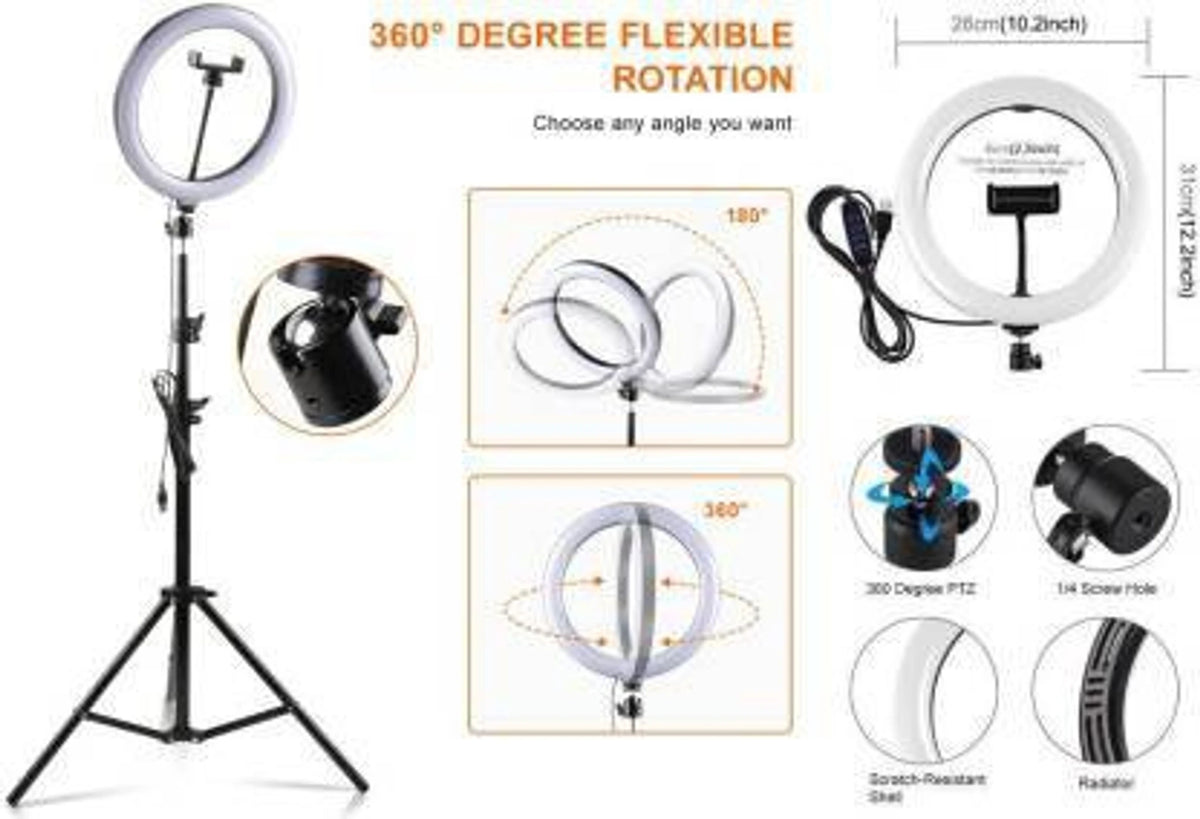 12 inch LED Selfie Ring Light with Mobile Holder for Photo, Video Ring Flash