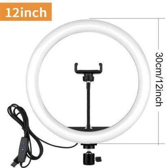 12 inch LED Selfie Ring Light with Mobile Holder for Photo, Video Ring Flash